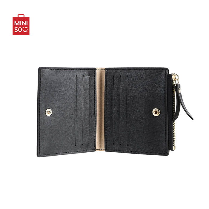 MINISO AU Black Short Houndstooth Wallet with Zipper
