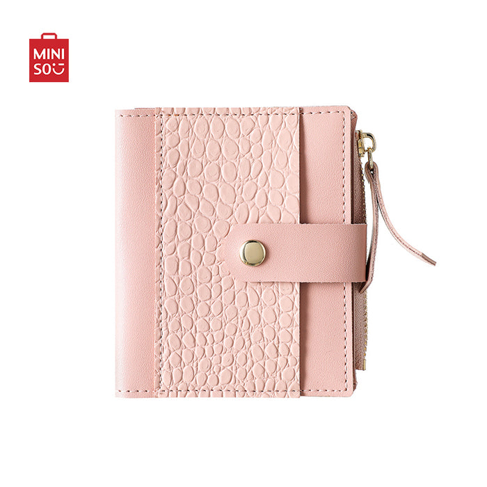 MINISO AU Pink Women's Short Animal Pattern Wallet with Zipper