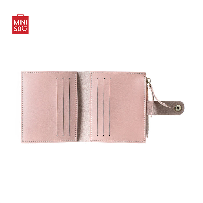 MINISO AU Pink Women's Short Animal Pattern Wallet with Zipper