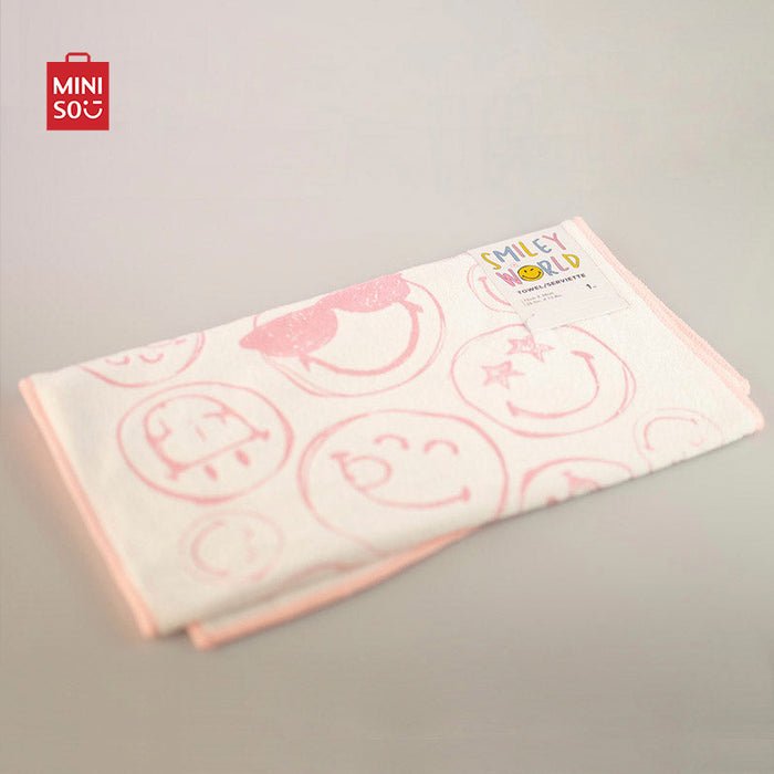 MINISO AU SmileyWorld Collection Fine Fiber Hand Towel Pink
