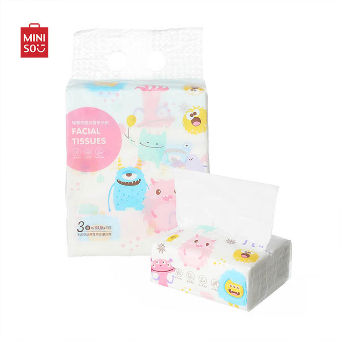 MINISO AU MINISO Monster Paradise Collection Soft Comfy Facial Tissues 3 Pack