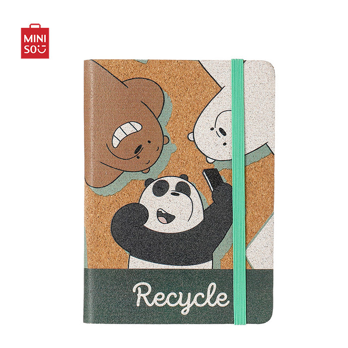 MINISO AU We Bare Bears Collection 5.0 A6 Corkwood Hardcover Book 96 Sheets