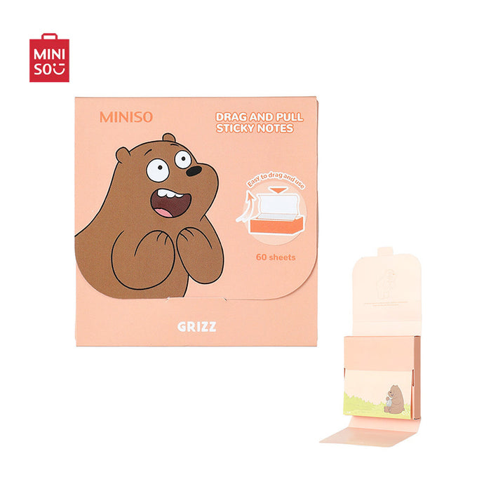 MINISO AU We Bare Bears Collection 5.0 Grizz Drawing Sticky Notes 60 Sheets
