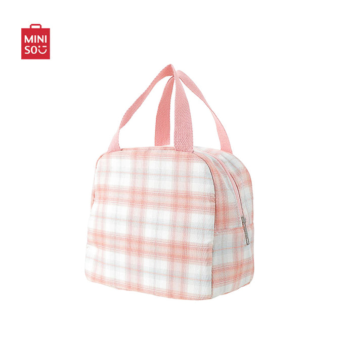 MINISO AU Classic Plaid Lunch Bag(Pink)