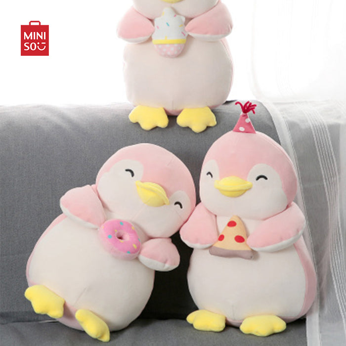 MINISO AU Pizza Seated Penguin Plush Toy(Pink) 33cm