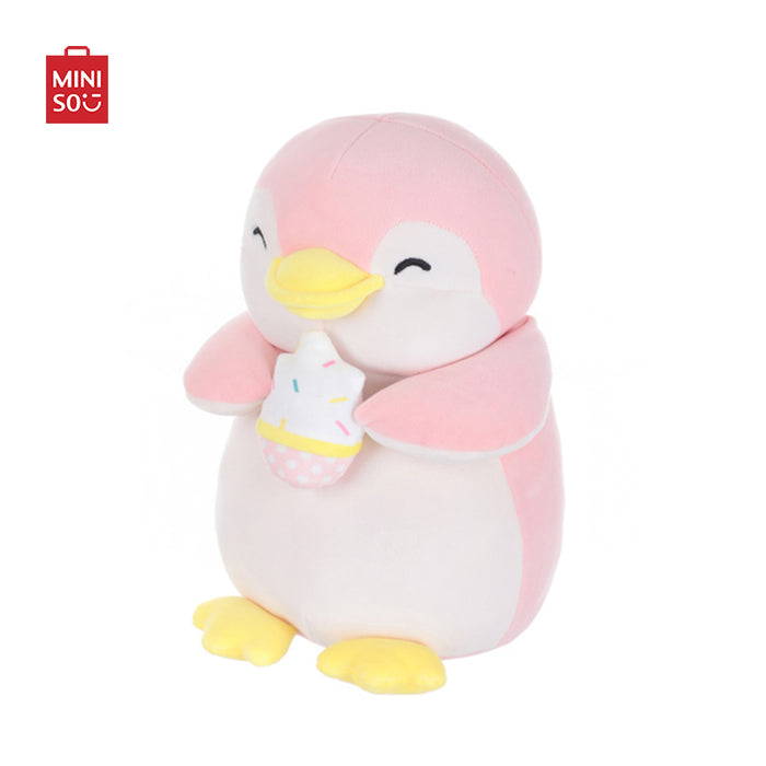 MINISO AU Ice Cream Seated Penguin Plush Toy Pink 33cm