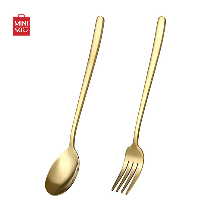 MINISO AU Gold Lunch Tableware Cutlery Set (Spoon and Fork)