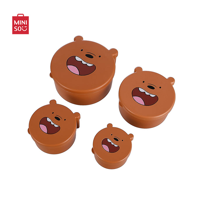 MINISO AU We Bare Bears Food Container Grizzly 4Pcs