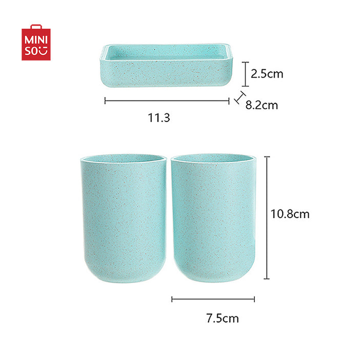 MINISO AU Bathroom Set, Toothbrush Holder + Soap Dish + Cup Set