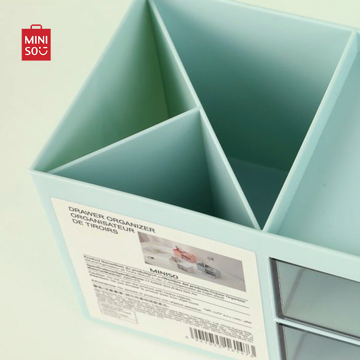 MINISO AU Multifunctional Two-Layer Drawer Storage Box (Blue)