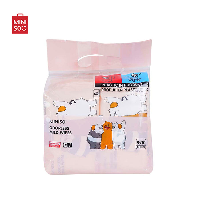 MINISO AU We Bare Bears Odorless Mild Wipes(8 Sheets x 10)