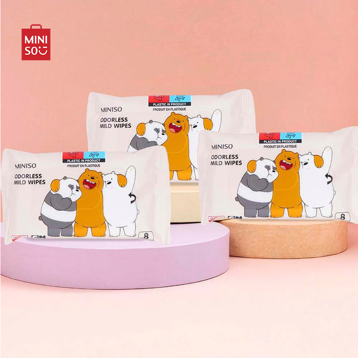 MINISO AU We Bare Bears Odorless Mild Wipes(8 Sheets x 10)