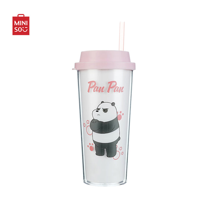 MINISO AU We Bare Bears Panda Double Layer Straw Bottle 550ml