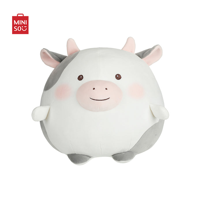 MINISO AU Round Cow Plush Toy Stuffed Animal 28cm for Kids Boys Girls Birthday