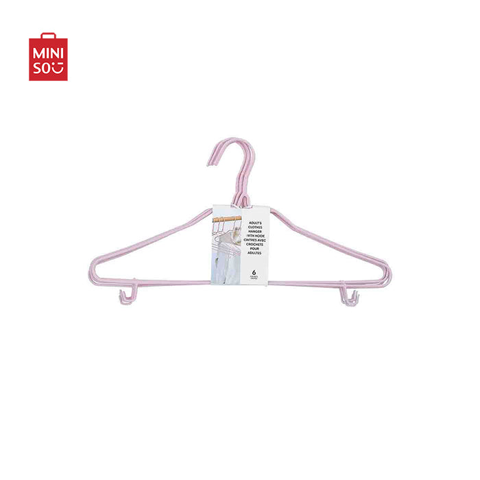 MINISO AU Adult's Clothes Hanger with Hook 6 Pcs Pink