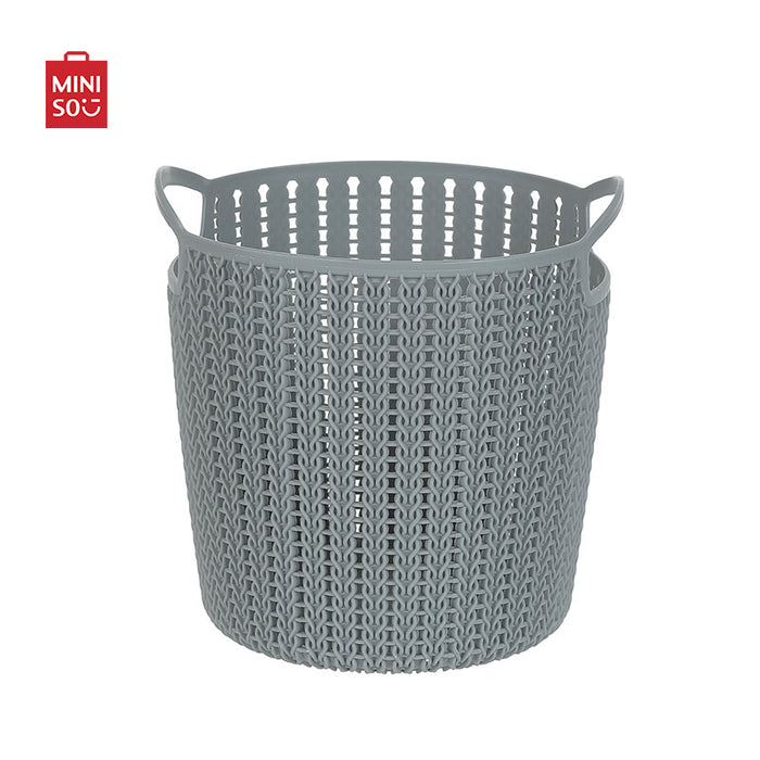 MINISO AU Dark Grey Small Plaited Round Storage Bucket