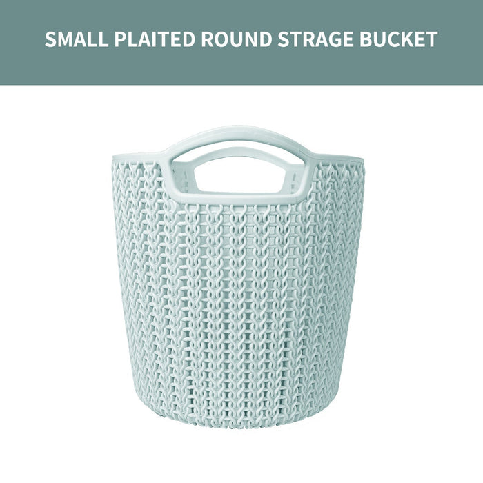 MINISO AU Small Plaited Round Storage Bucket (Blue)
