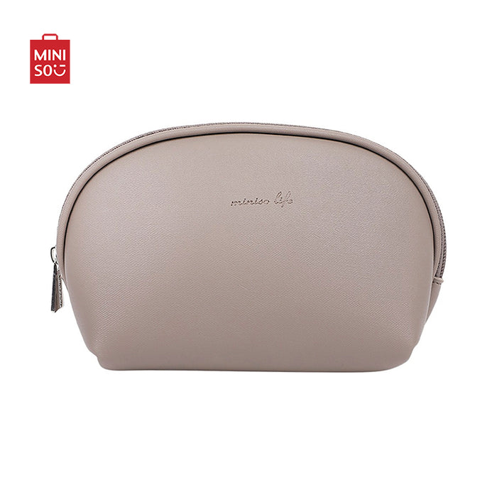 MINISO AU Simple Gray Semicircle Cosmetic Bag