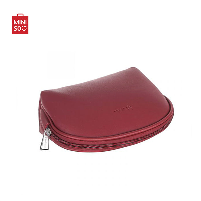 MINISO AU Simple Dark Red Semicircle Cosmetic Bag