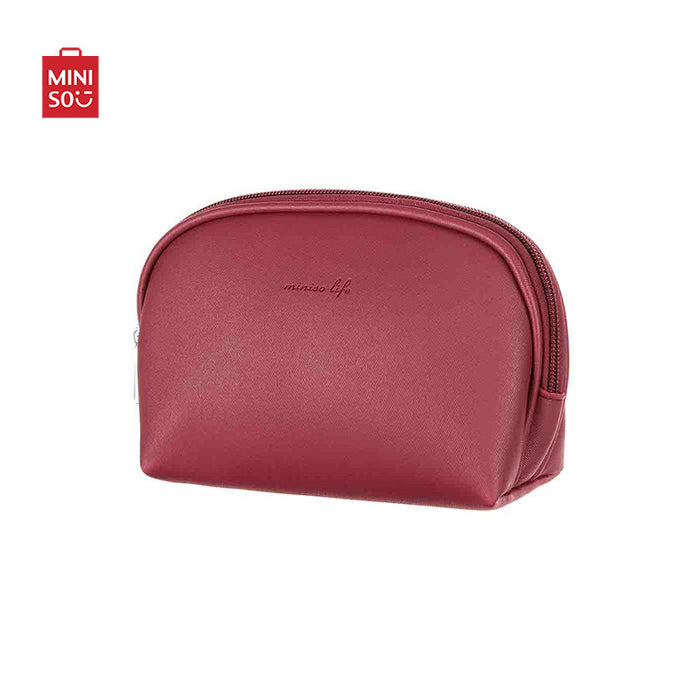 MINISO AU Simple Dark Red Semicircle Cosmetic Bag