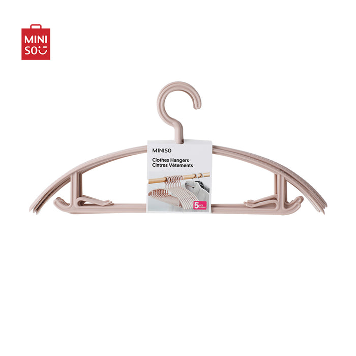 MINISO AU Minimalist Solid Color Plastic Clothes Hangers 5 Pcs Pink