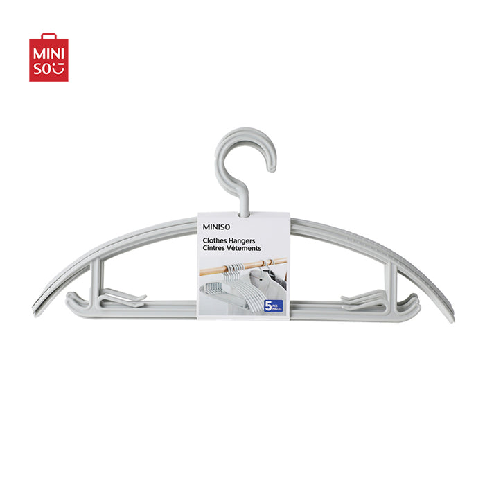 MINISO AU Minimalist Solid Color Plastic Clothes Hangers 5 Pcs Gray