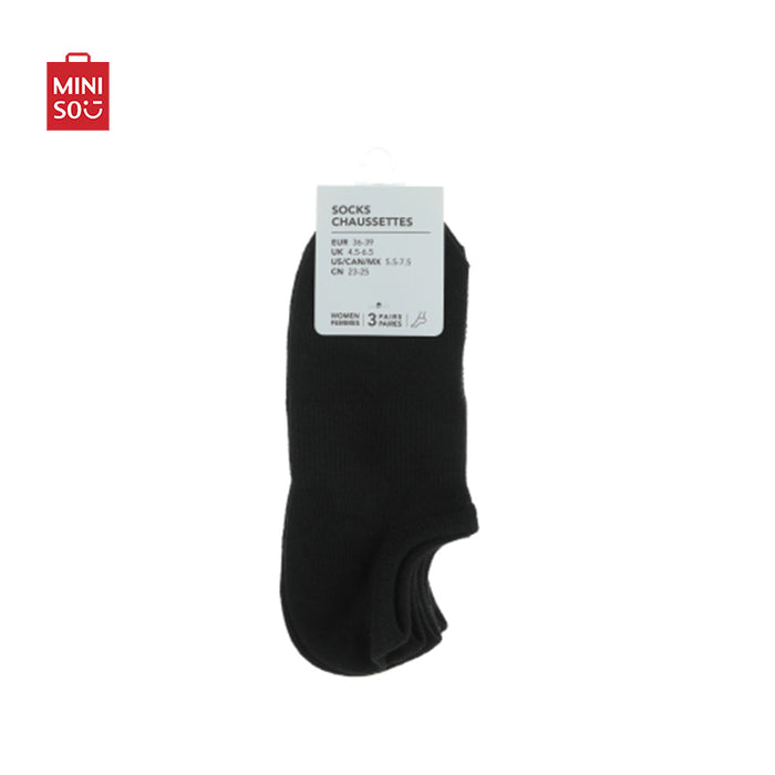 MINISO AU Breathable Series Black Women's Low-Cut Socks 3 Pairs