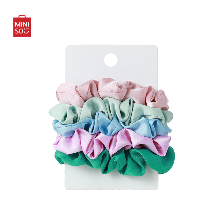 MINISO AU Small Solid Color Hair Scrunchies 5 Pcs