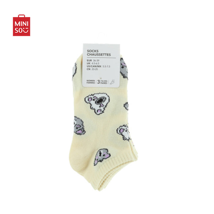 MINISO AU Animal Series Koala Women's Ankle Socks 3 Pairs