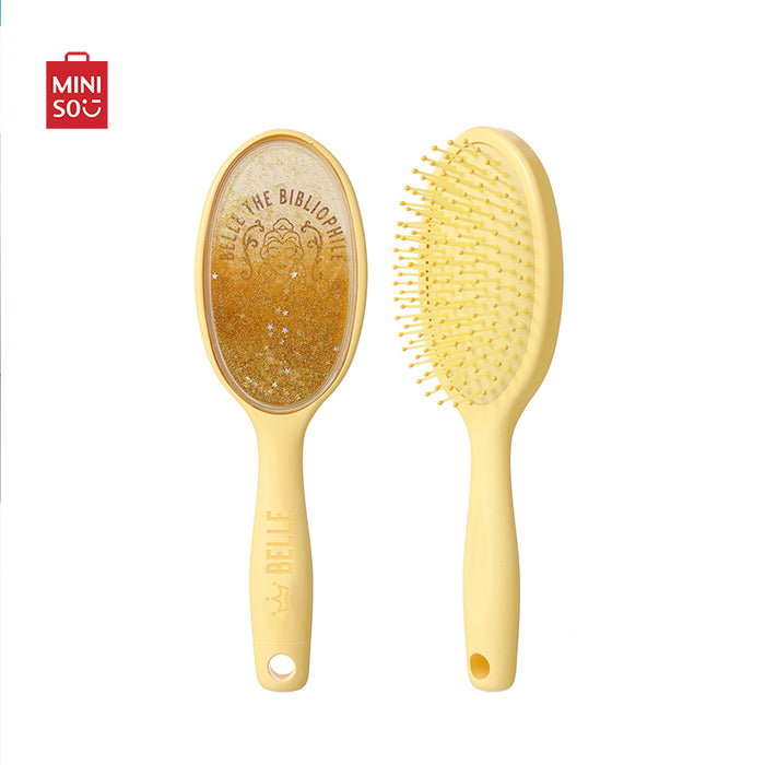 MINISO AU Disney Princess Collection Oval Massaging Paddle Brush with Glitter Powder Belle