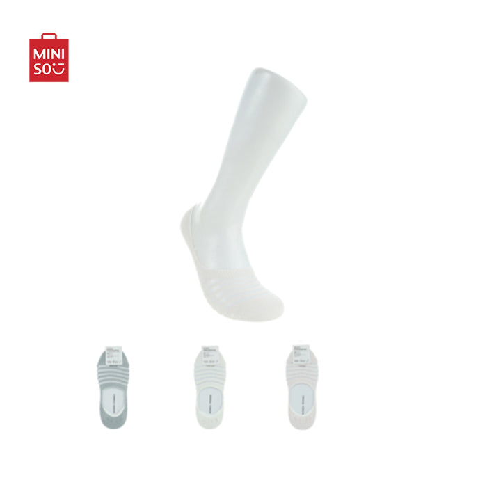 MINISO AU Women's Silicon-free Striped Ankle Socks 3 Pcs