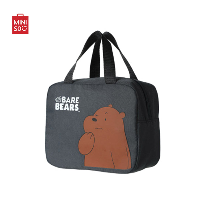 MINISO We Bare Bears Cotton Lunch Bag Sac for Boys Girls - Grizz
