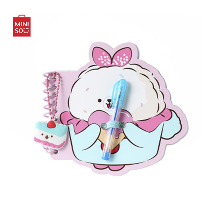MINISO AU Mini Family Sweetheart Bunny Series Wire-bound Book with Gel Pen & Pendant Pink