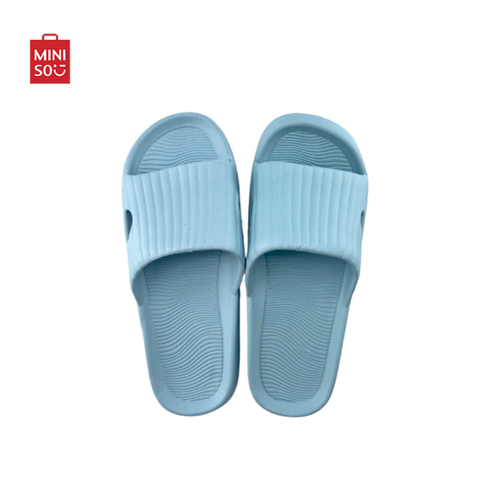 MINISO AU Classic Stripe Women's Bathroom Slippers(Blue,37-38)