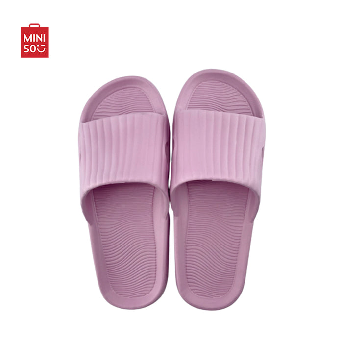 MINISO AU Classic Stripe Women's Bathroom Slippers(Purple,37-38)