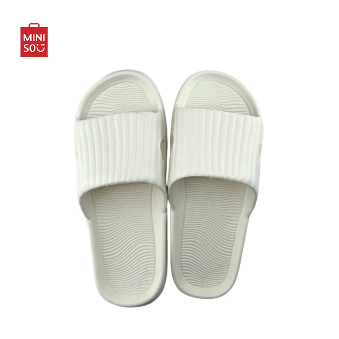 MINISO AU Classic Stripe Women's Bathroom Slippers(White,39-40)