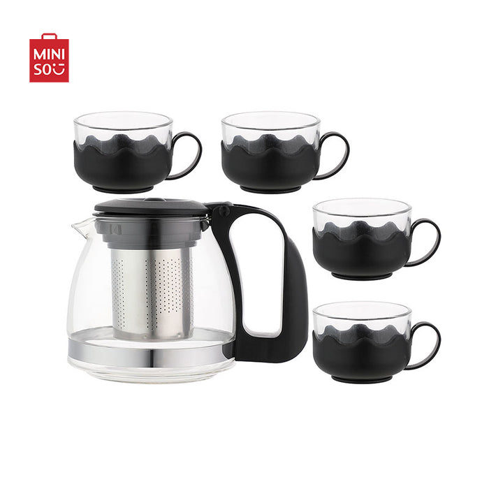 MINISO AU Black Simple 4+1 Tea Set Coffee Cup Set