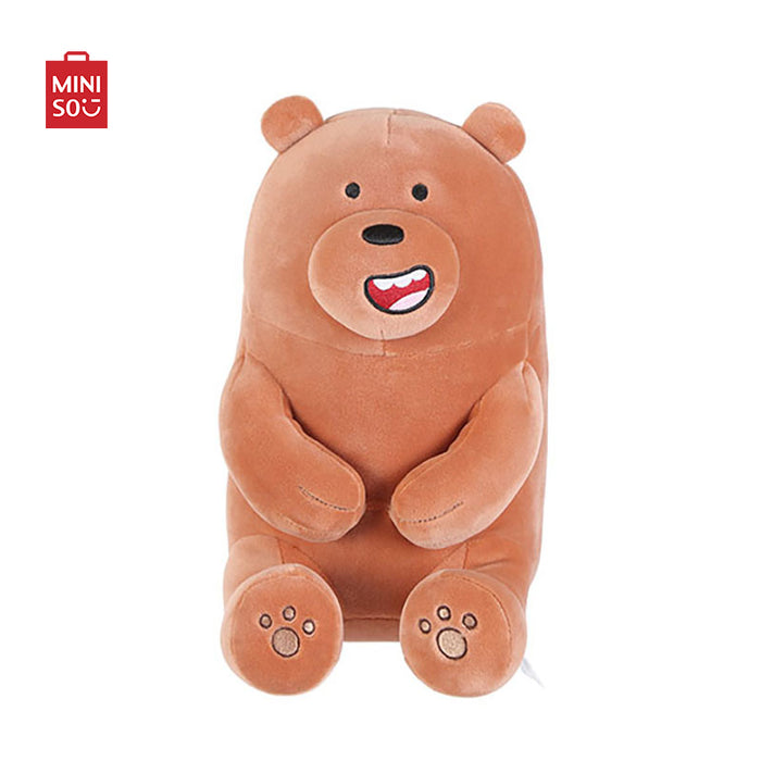 MINISO AU We Bare Bears Brown Sitting Stuffed Animal Plush Toy for Gift 30cm(Grizzly)