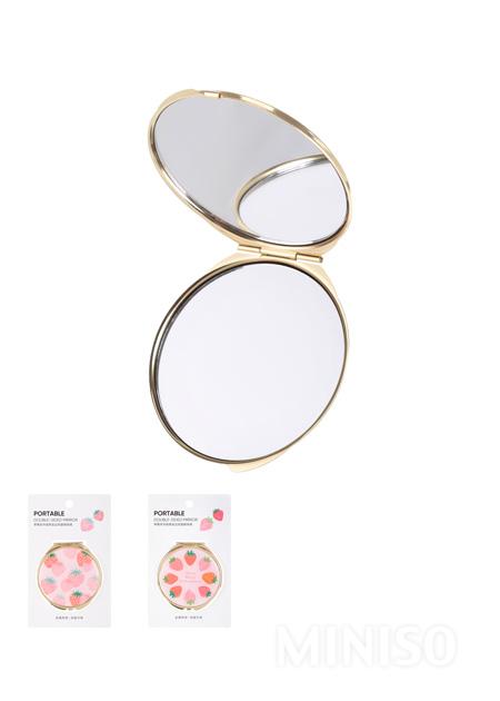 MINISO AU Strawberry Series Golden Border Double-Sided Portable Mirror